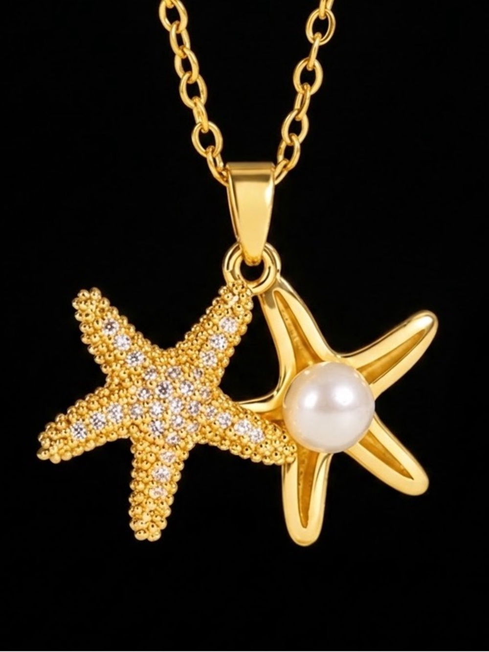“Secret Pearl Starfish” Hidden Shrouded Masked Cloaked Sea Star Locket Necklace